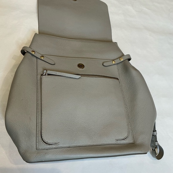 Elegant Pebble Grain Leather Backpack Midsize in Grey main image 9